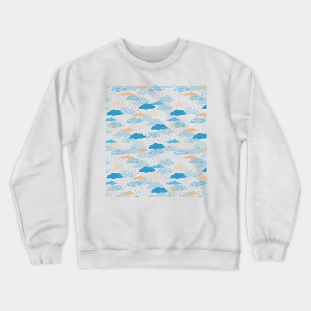 Blue Rainy Day Pattern Crewneck Sweatshirt by FlinArt